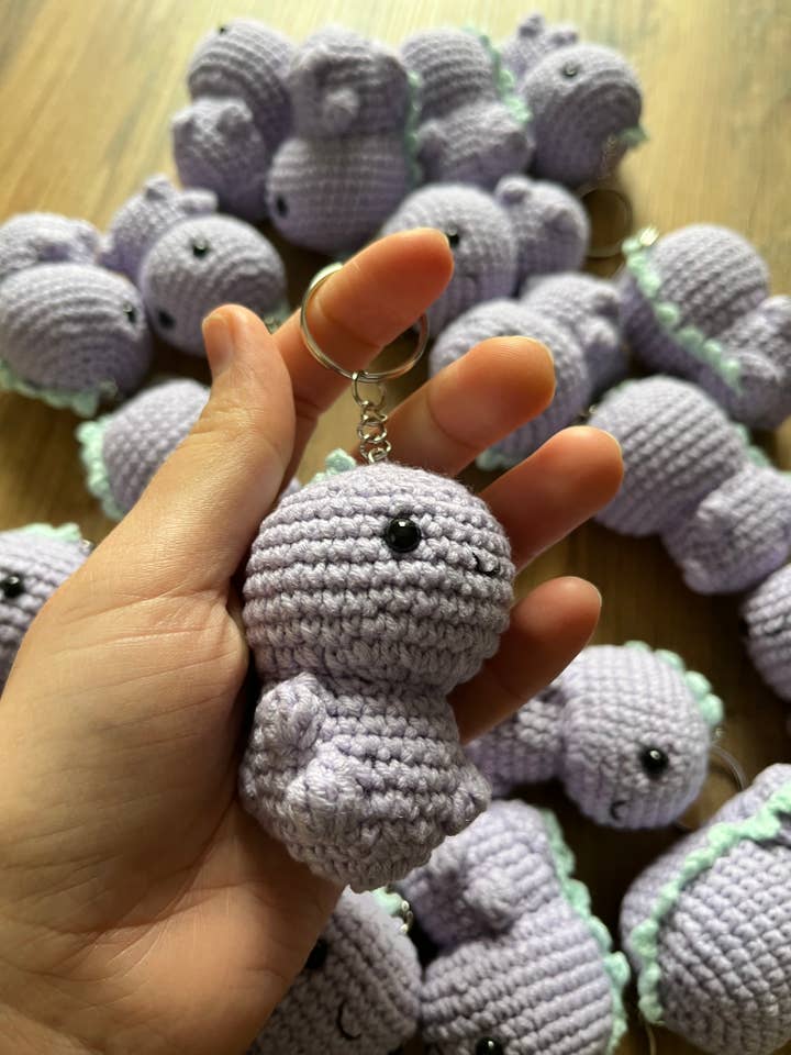 Handmade Mini Dinosaur Crochet Keychain Gift for wholesale by KLABELGIFT