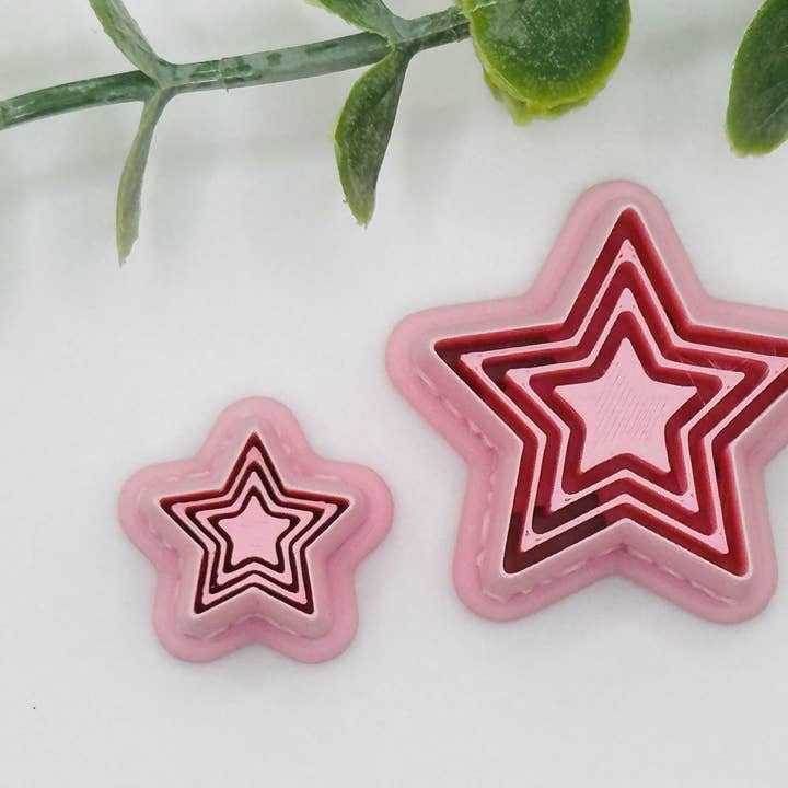 CaliLu Clay Co. - Wholesale Biscuit cutter - Triple Star Bezel Cookie Cutter / Polymer Clay Cutter