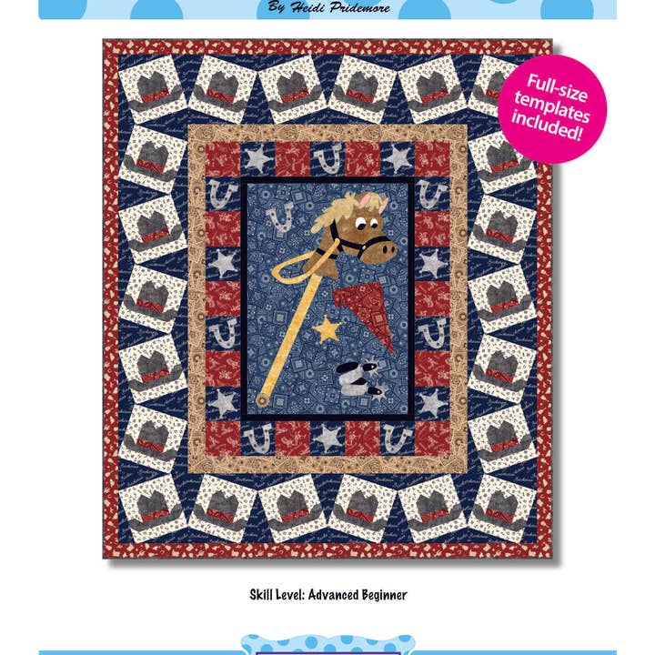 The Whimsical Workshop - Wholesale Quilt - Giddy Up Quilt Pattern | Fusible Appliqué | 64" x 74"2