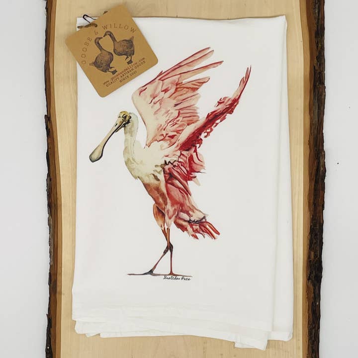 Serviette pour sac à farine - Roseate Spoonbill pour la vente par Goose and Willow
