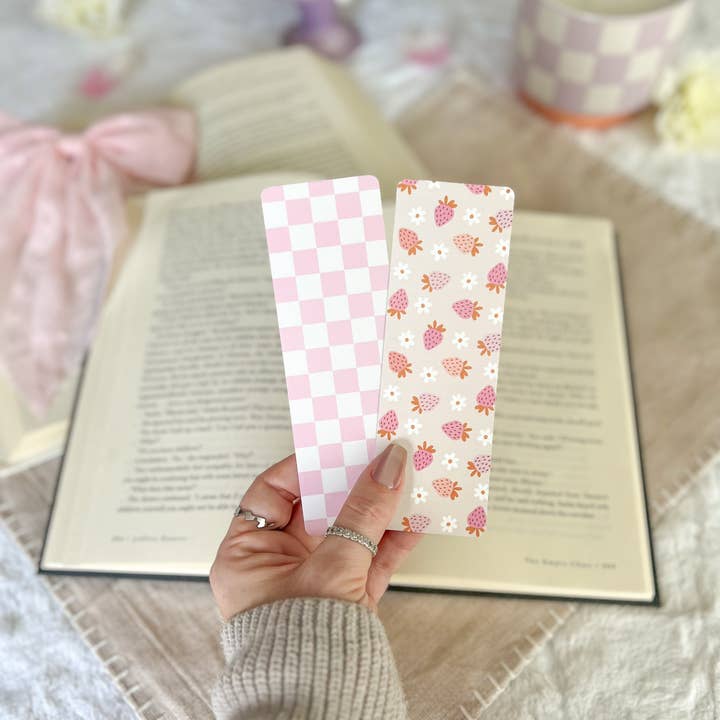 Little Turkey Shoppe - Wholesale Bookmark - Strawberry Checkered Bookmarks, Spring Collection1