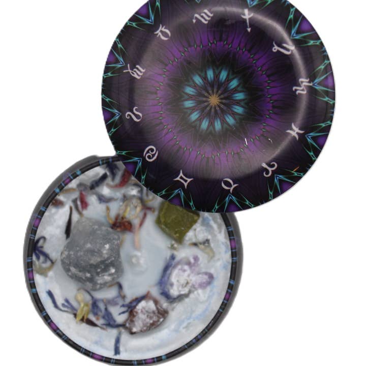 Organic Crystal Meditation Decorative Candle Purple Night for wholesale by SWC Sisu Wellness Center