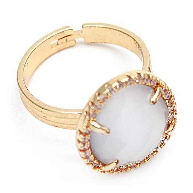 Mona Lisa Adjustable Ring with Cubic Zircon Pave Ring for wholesale by GemMartUSA