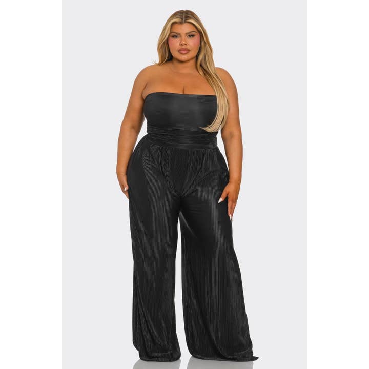 Black Pearl Clothing – wholesale Jumpsuit – Women's – PLUS SIZE CLOTHING PLISSE STRAPLESS JUMPSUIT