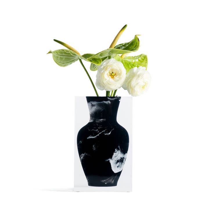 JR William – Vaso por atacado – Vaso Joseph de acrílico autêntico derramado à mão em mármore preto