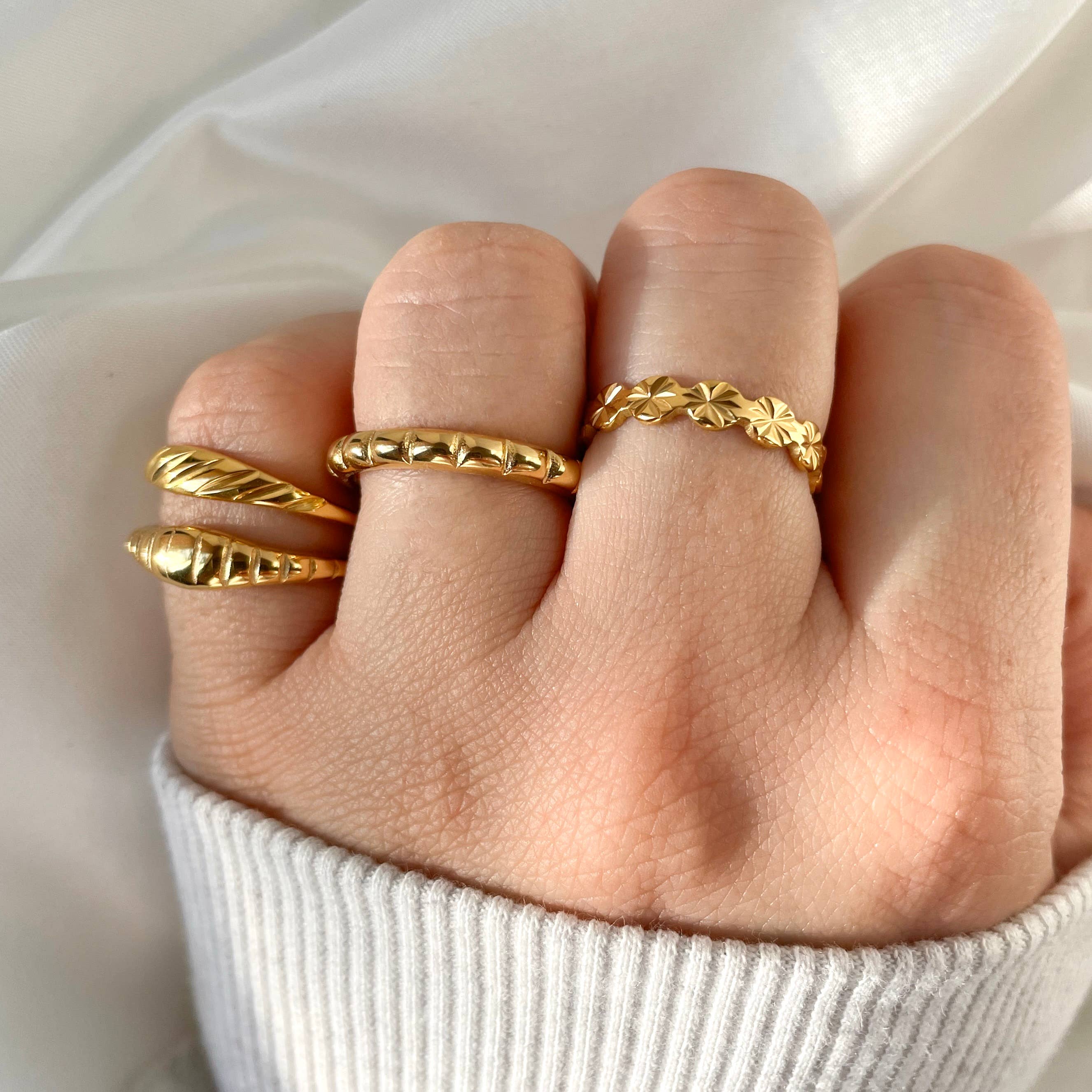 Blueyejewelry – wholesale Band/stacked ring – Gold Stacker Rings - Tarnish-free Dainty and Bold Rings12