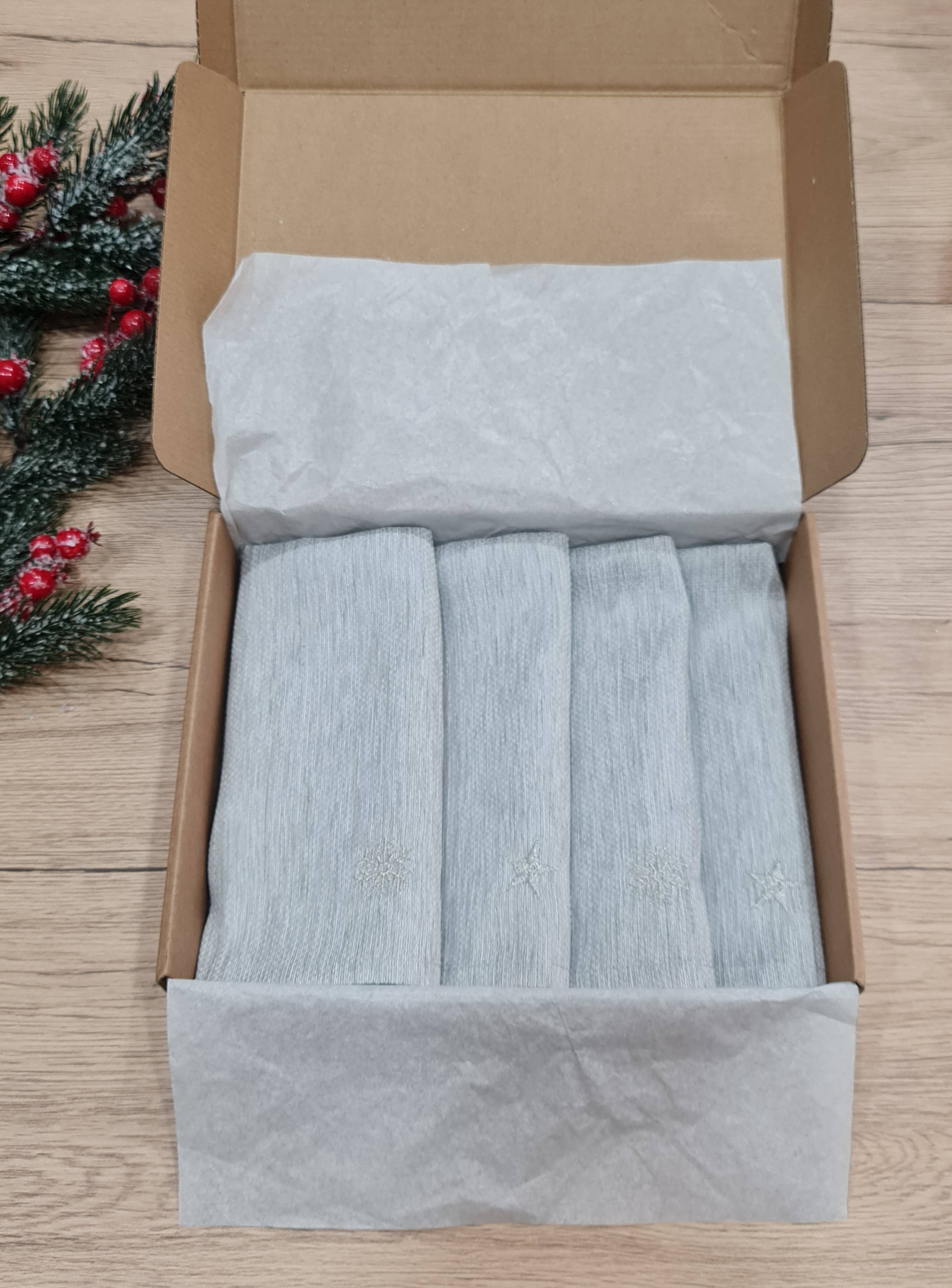 Lunaria Lab - Wholesale Dinner & Cloth Napkin - Embroidered Gray Cotton Blend Napkins Classic model5