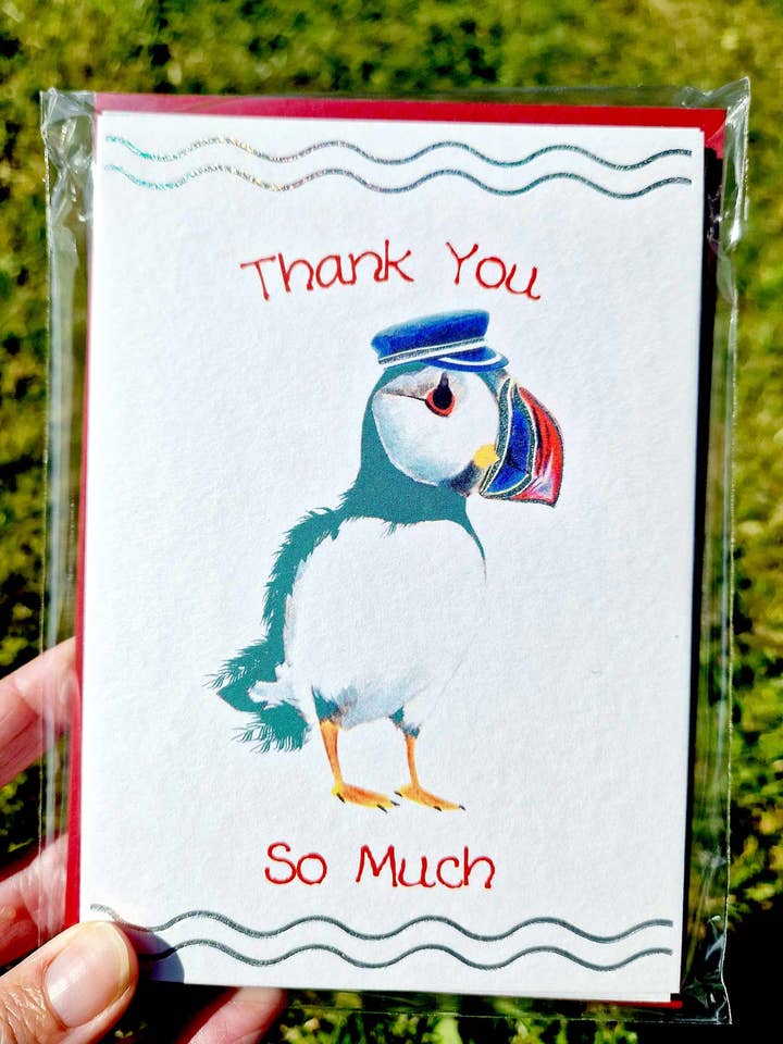 6 x Cartões e Envelopes Puffin Obrigado WWTY17 por atacado de Wee Wishes