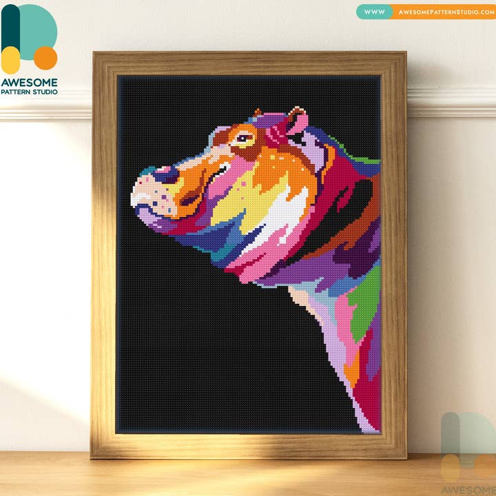 DS868-120x162 Hippo Abstract, kit de peinture au diamant pour la vente par Awesome Pattern Studio