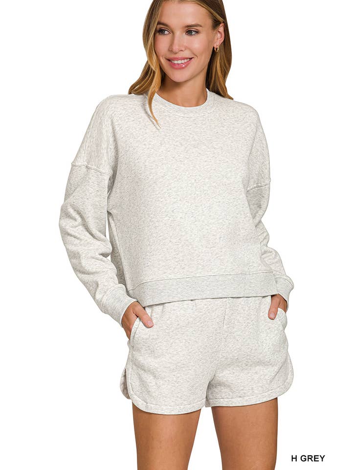 Vanilla Monkey – Engroshandel Loungesæt - Dame – Fleece langærmet sweatshirt og shorts sæt10
