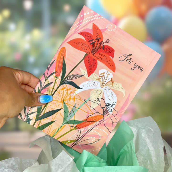 Designer Pop! - Wholesale Birthday Card - Stargazer Lilies 3D Birthday Card Pop-Up Lily Bouquet Design1