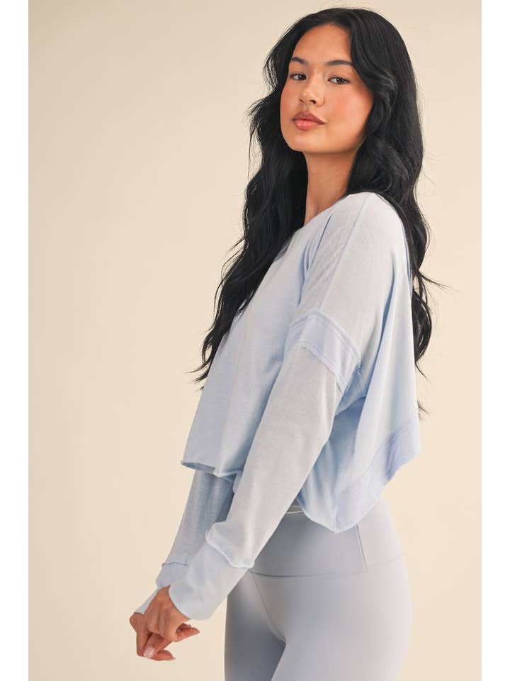 KIMBERLY C - Wholesale Athletic Top - Women's - Cotton Slub Cutout Back Long Sleeve Layering Top16