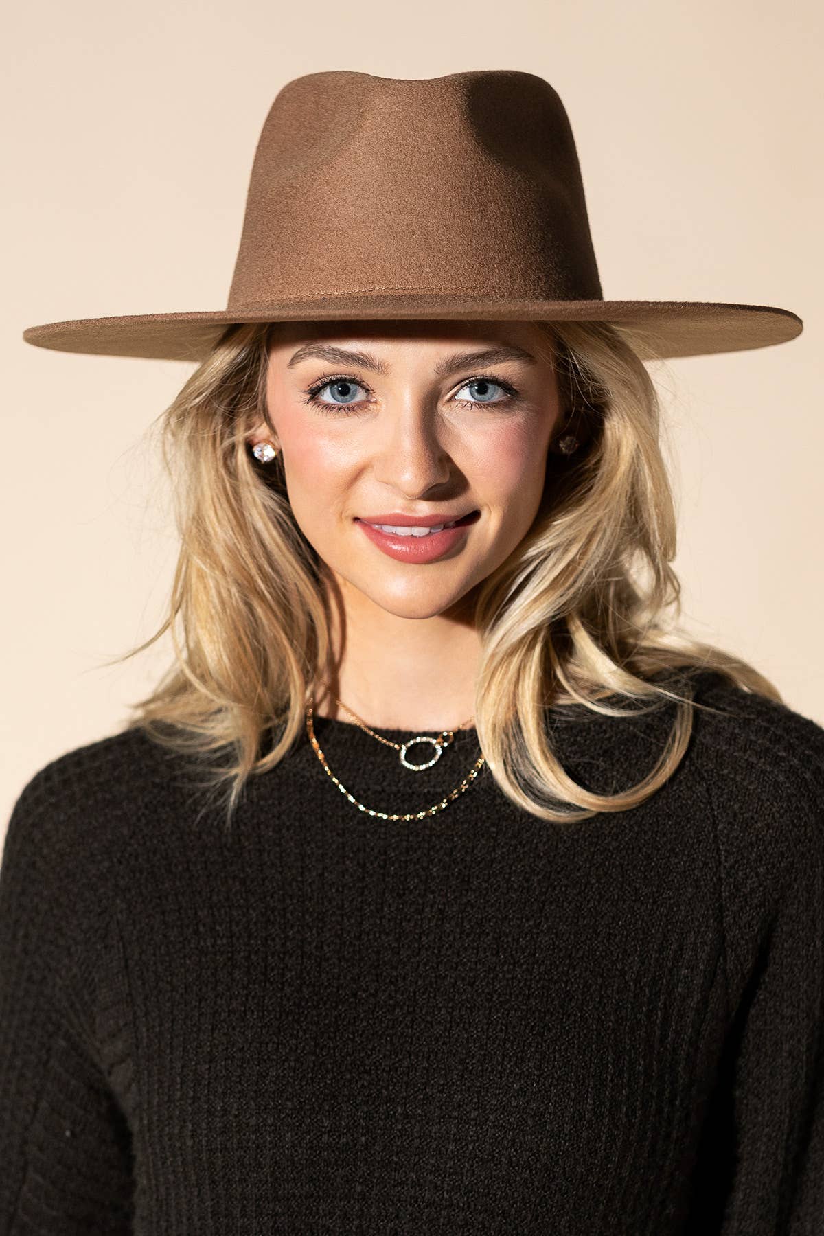 Urbanista – Großhandel Fedora-Hut – Damen – 100 % australischer Woll-Panama-Hut mit Tropfen-Krone und steifer Krempe – Ruggine18