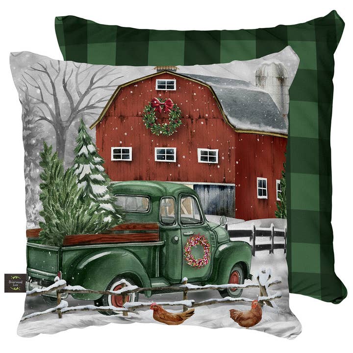 Coussin d'hiver Christmas on the Farm 17" x 17" Briarwood Lane pour la vente par Briarwood Lane