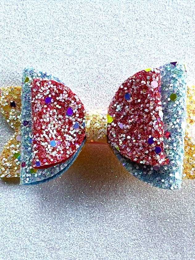 Children's Glow in the Dark Rainbow Hairclip Bow - Blue for wholesale by Moon Rascals