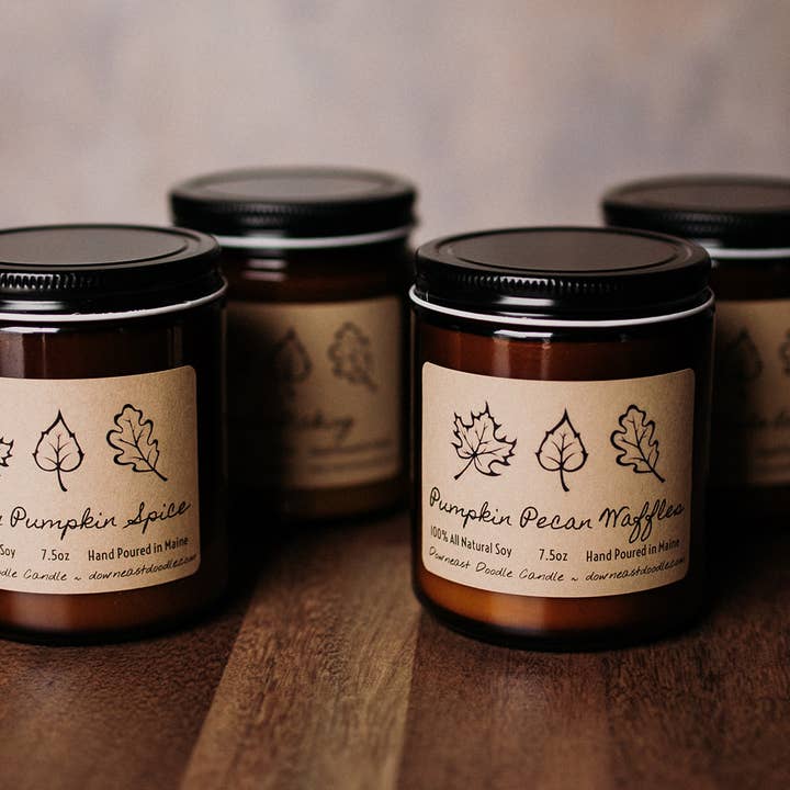 Toasty Pumpkin Spice Fall Natural Soy Candle for wholesale by Downeast Doodle Candle Company, LLC