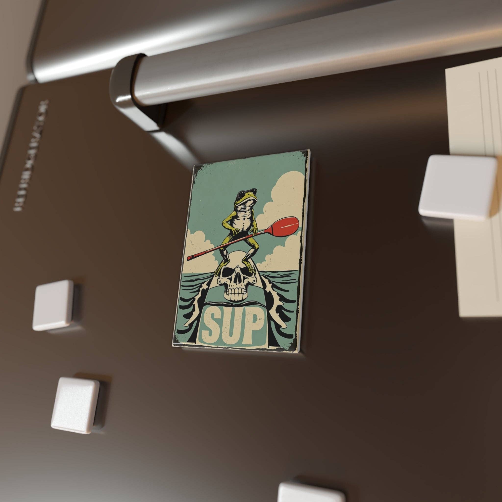 Sofs Designs - Wholesale Magnet - Button Magnet - Vintage SUP Paddle Frog with Skull board 4