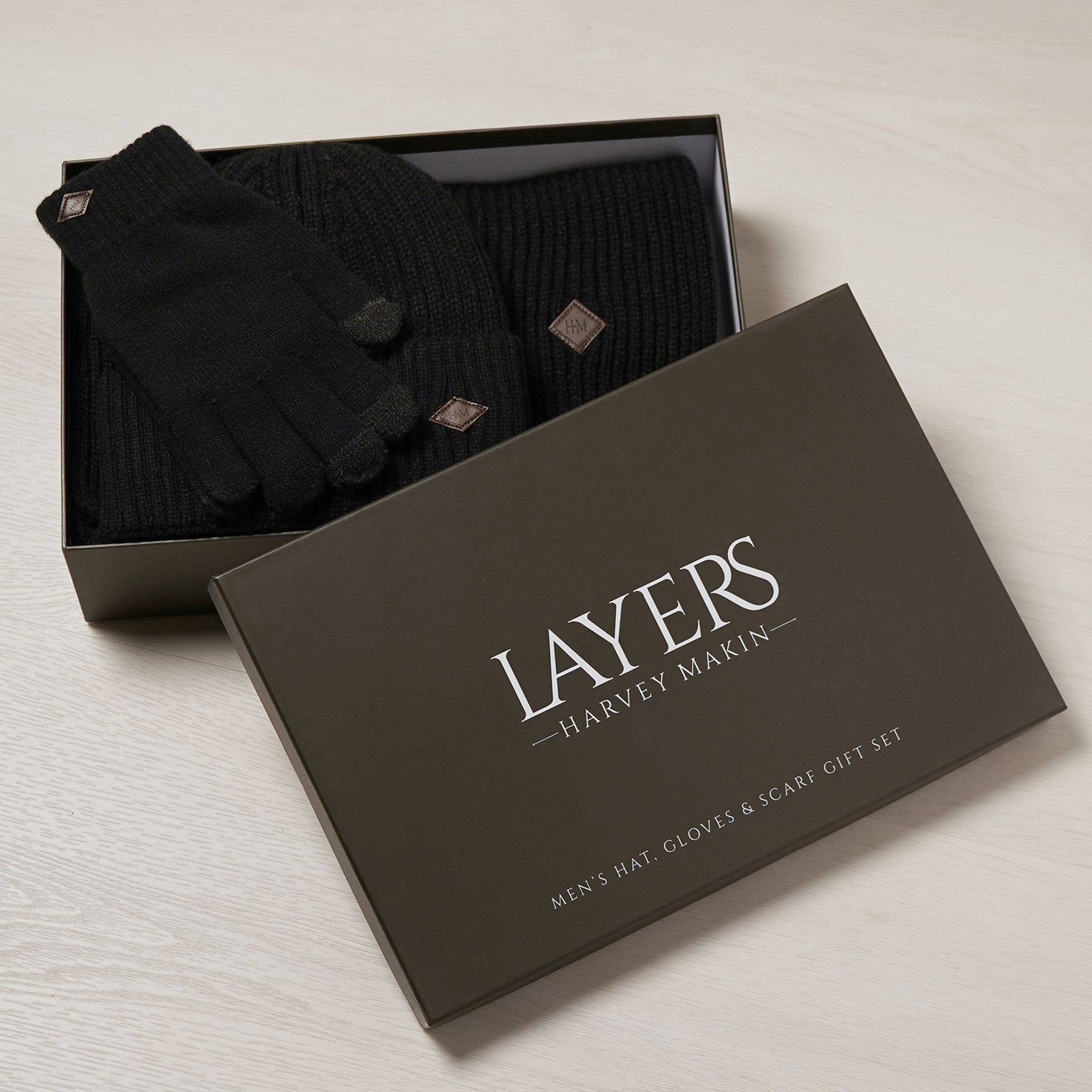WIDDOP and Co. - Vendita all'ingrosso Calzini - Unisex - Set regalo cappello, guanti e sciarpa a strati Harvey Makin - Nero14