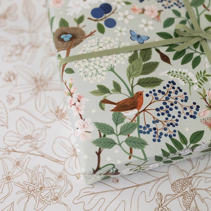 Botanica Paper Co. - Wholesale Flat Wrap - FLOWERING TREES | Double Sided Wrapping Paper