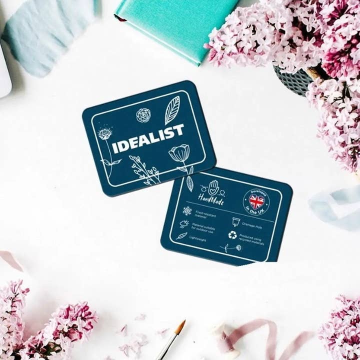 Grey IDEALIST Gnome with Mushrooms Oval Outdoor Plant Pot for wholesale on Faire6