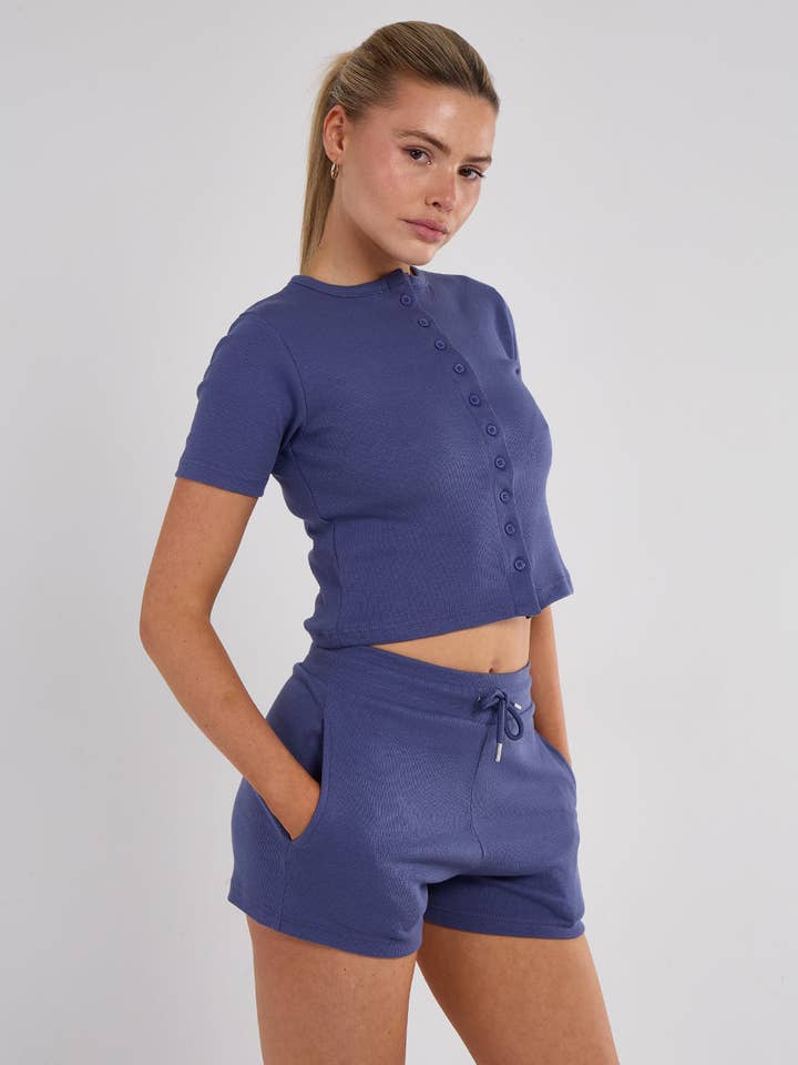 AX Labels - Wholesale Lounge Set - Women's - Ribbed Button Through Short Sleeve Top and Shorts Co-ord52