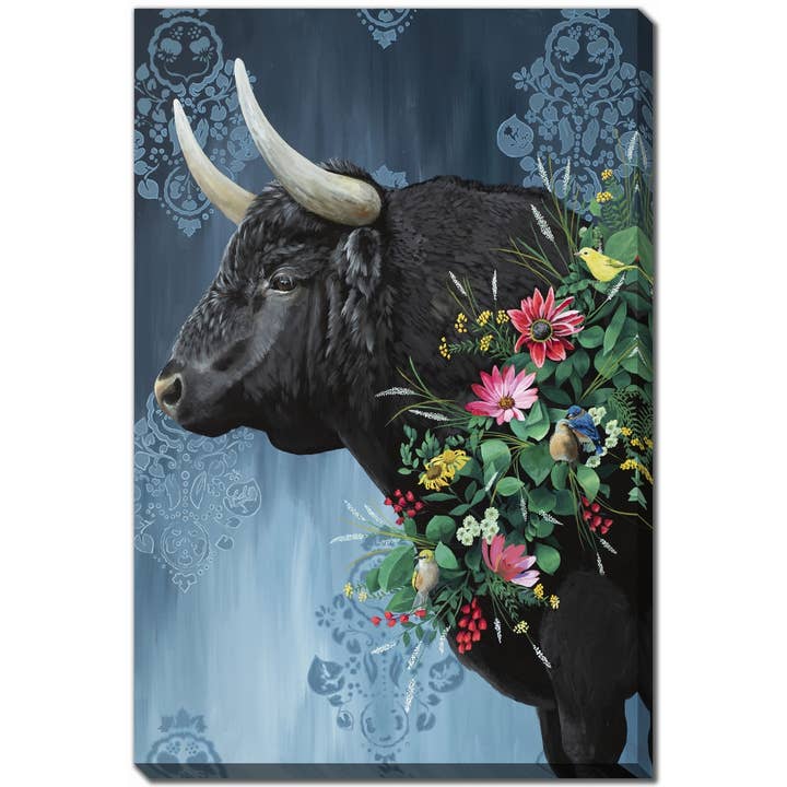 Black Bull Printed 38x60 Canvas Wall Art for wholesale by Streamline Art