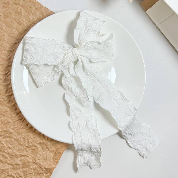 JOSSLYN by wall to wall - Wholesale Hair Bow - Women's - PRETTY TEXTURED CHECKER BOW RIBBON HAIR CLIPS | 40H9255