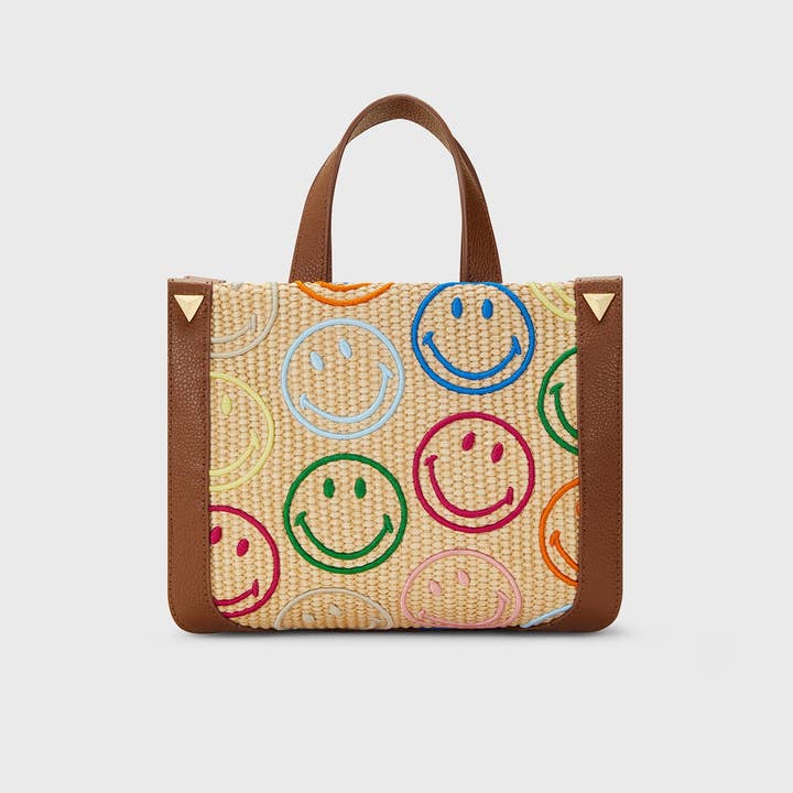 WEAT - Wholesale Tote Bag - Women's - Mini Tote Raffia Smiley®