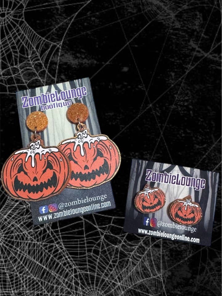 Forever Halloween Pumpkin Earrings for wholesale by Zombie Lounge Bootique
