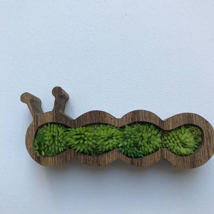 Moss Bookworm | Rustic Wood & Succulent Bookshelf Decor for wholesale by A Rustic Root