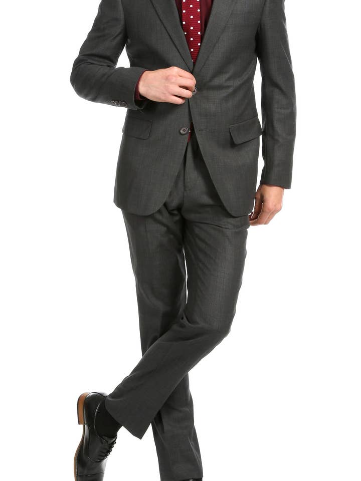 Mason Charcoal - Completo aderente da uomo in lana, 2 pezzi per la vendita all'ingrosso da parte di Ferrecci