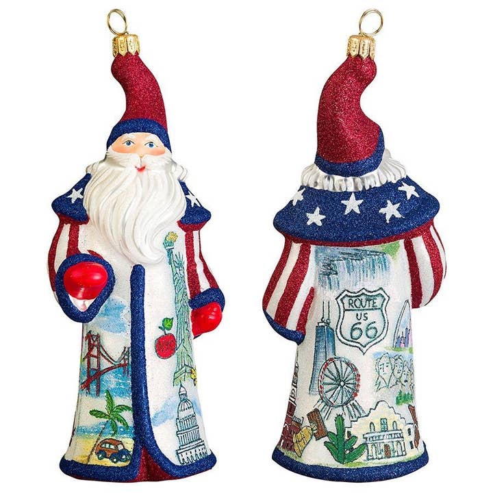 Ornamento de Santa Americana com Ícones de Costa a Costa por atacado de Joy To The World Collectibles