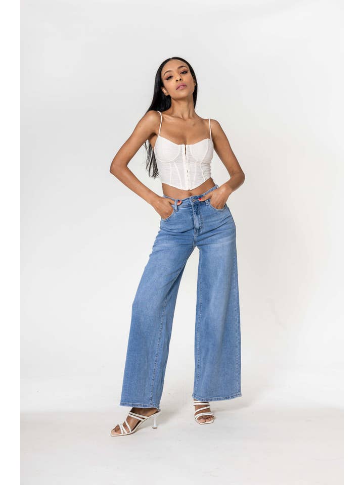 Nina Carter - Vente Jean – femme - Nina Carter super WIDE LEG taille haute stretch YY30052