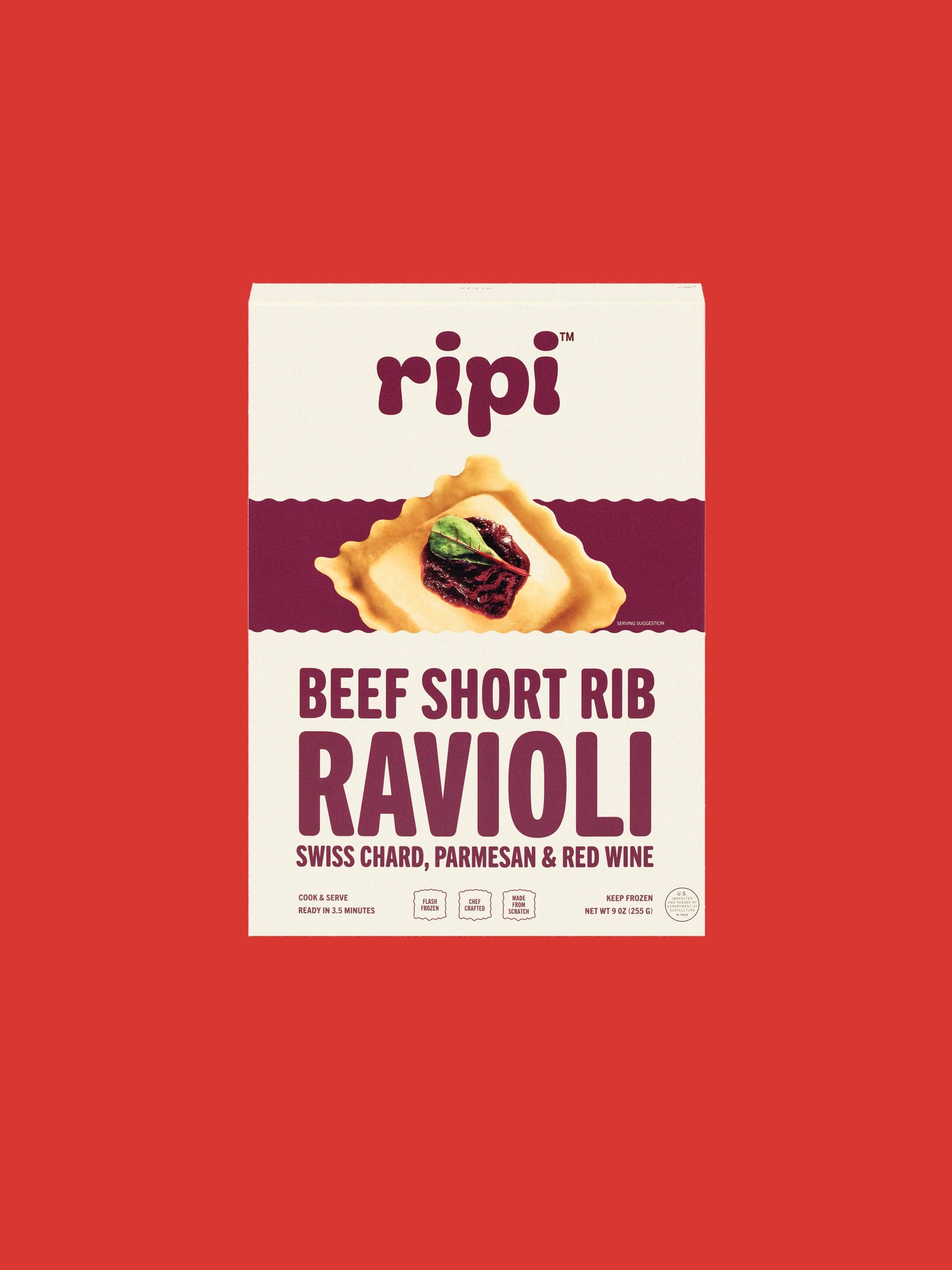 Ripi - Wholesale Pasta - Beef Short Rib Ravioli w/ Swiss Chard, Parmesan & Red Wine