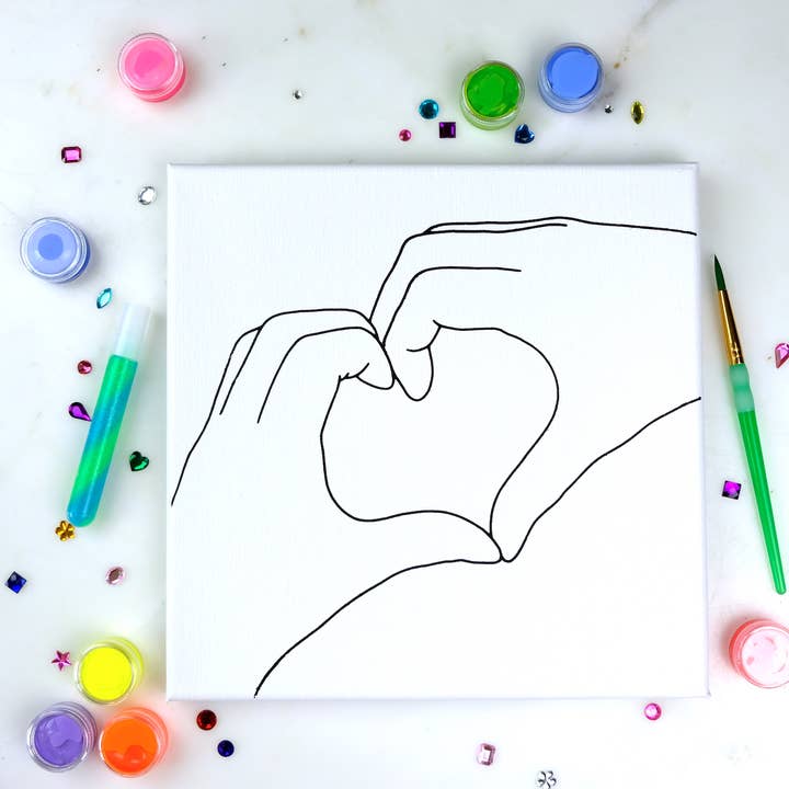 Canvas Sparkle Painting Kit - Heart Hands for wholesale by Twirling Bird Creative