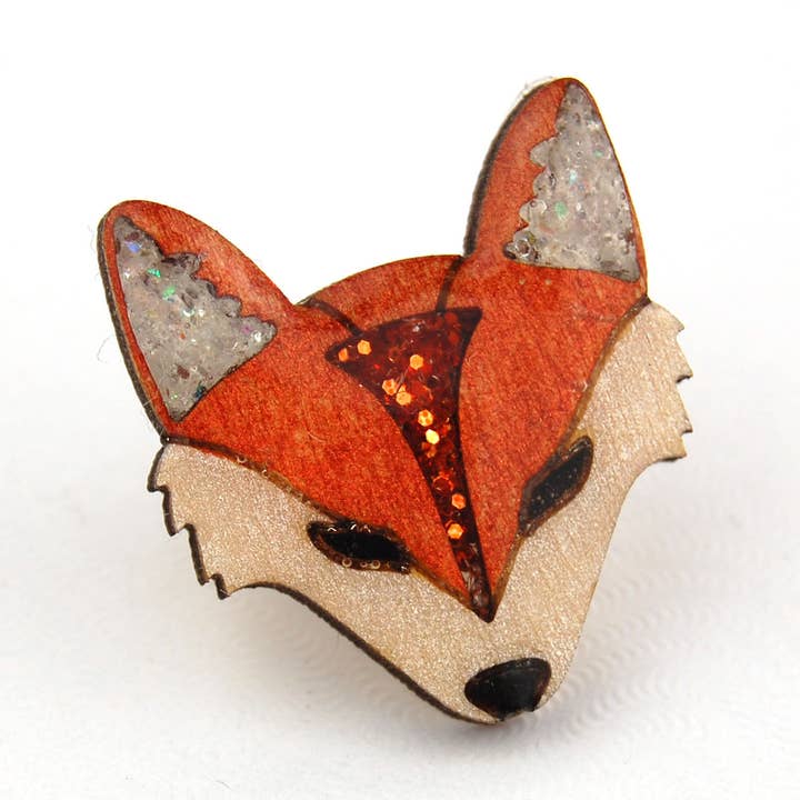 Fox Face (Pin Badge or Necklace) for wholesale by Bekbek Makes