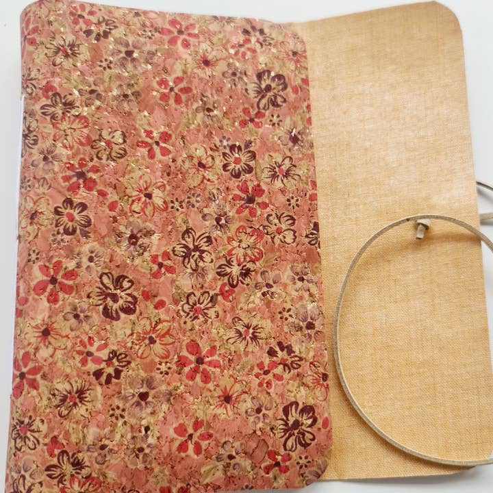 Pink Floral Cork Notebook Journal for wholesale by Sarah Lou Crafts