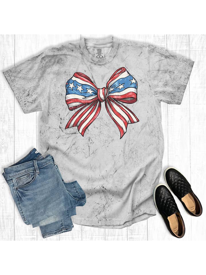 Smoke 4th Of July Coquette Bow Comfort Colors Graphic Tee for wholesale on Faire