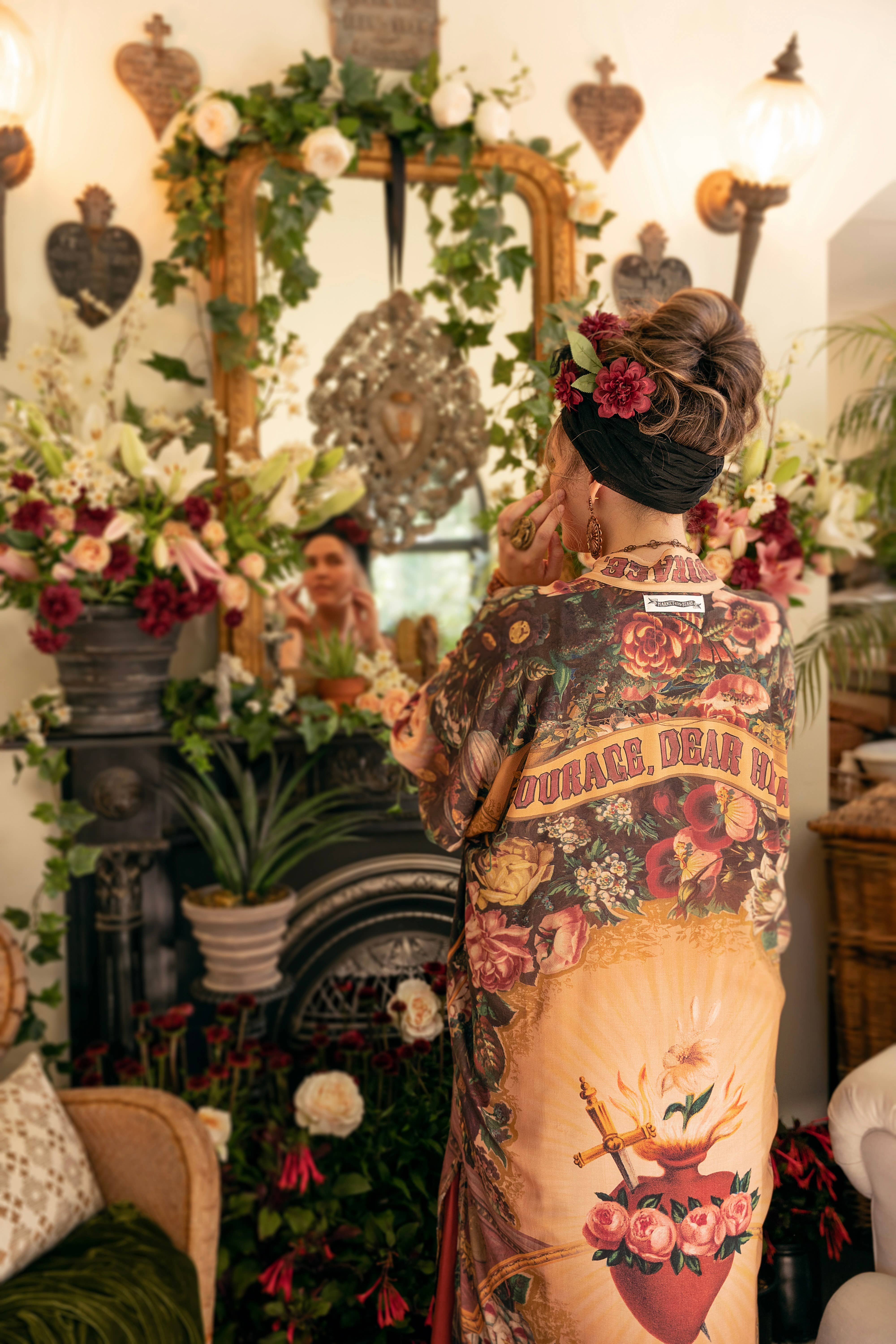 Market of Stars (USA) - Wholesale Kimono - Women's - Courage Dear Heart Opera Duster Kimono Robe w/ Sacred Heart22