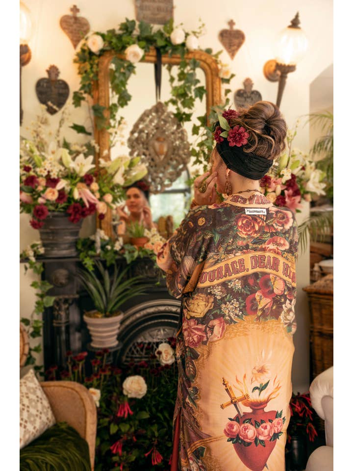 Market of Stars (USA) - Wholesale Kimono - Women's - Courage Dear Heart Opera Duster Kimono Robe w/ Sacred Heart22