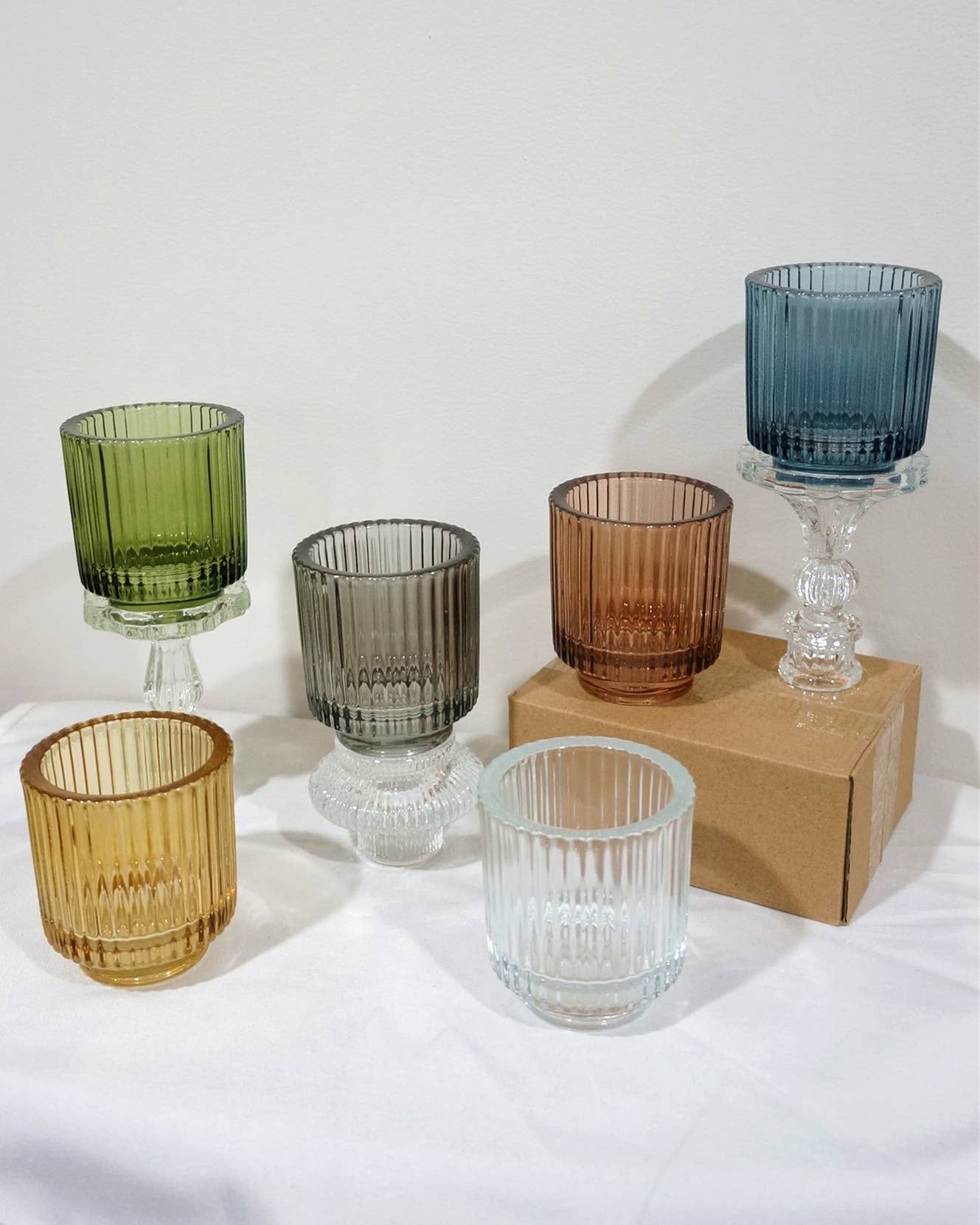 Sweet Home Deco - Wholesale Candle Holder - Thick Glass Votive Candle Holder, Tabletop Ribbed Votive 7
