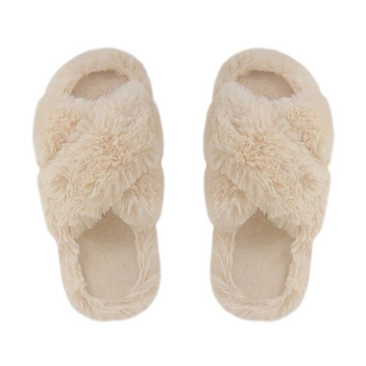 Pantoufles croisées en fausse fourrure Lulabay pour femme pour la vente par Lulabay
