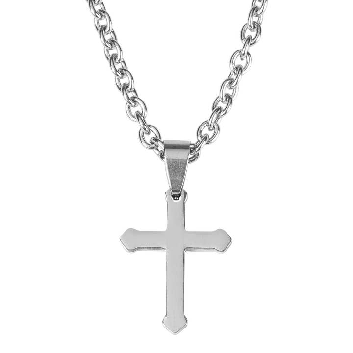 Stainless Steel Budded Cross Necklace for wholesale by Dicksons