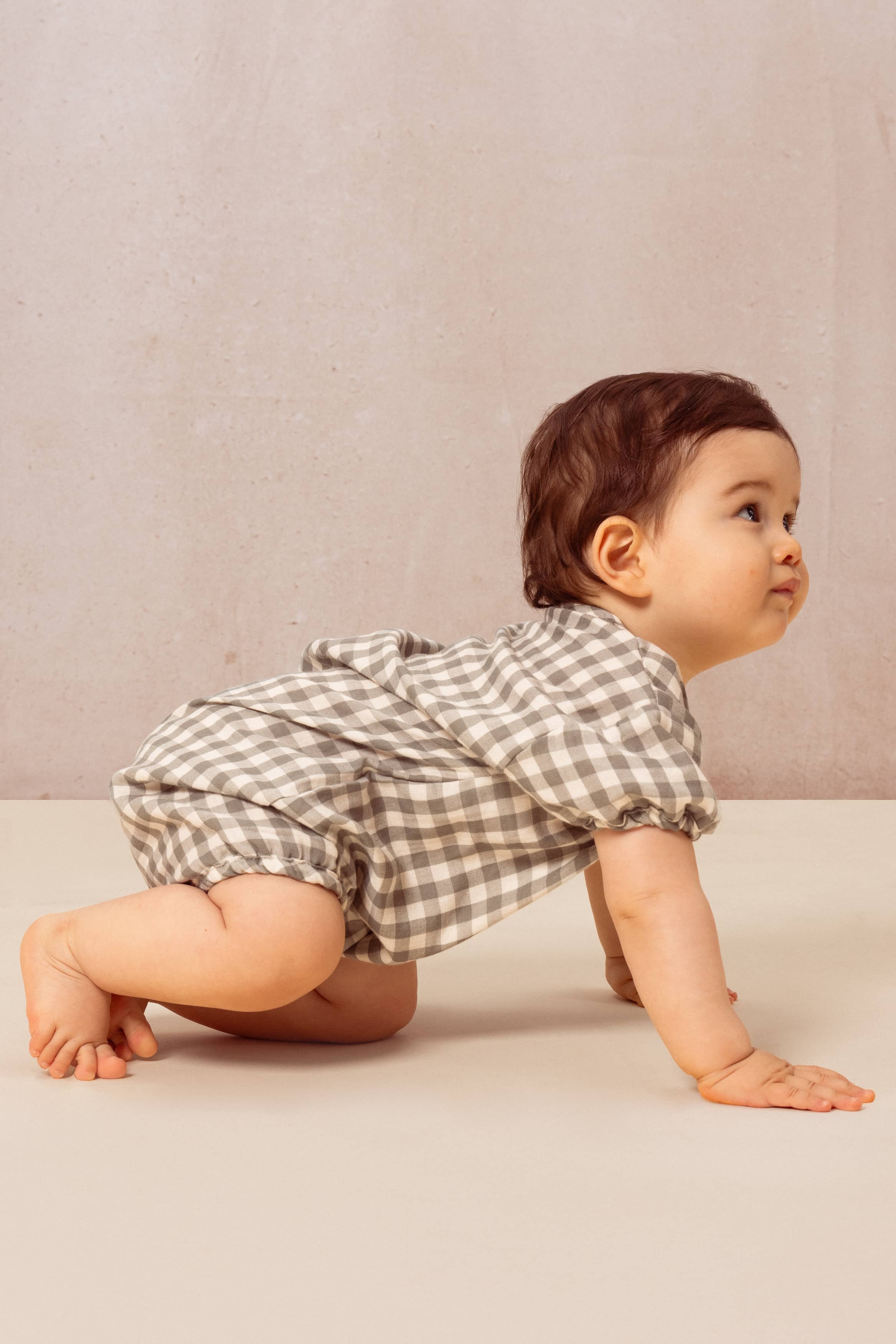 Studio Bohème Paris – Macacão - Bebé por atacado – Macacão Bebecito Vichy Verde-Cinza3