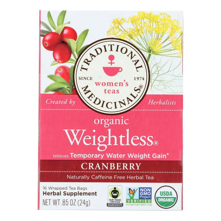 Traditional Medicinals Organic Weightless Cranberry Herbal Tea - 16 Tea Bags - Case Of 6 for wholesale by Ware Spark