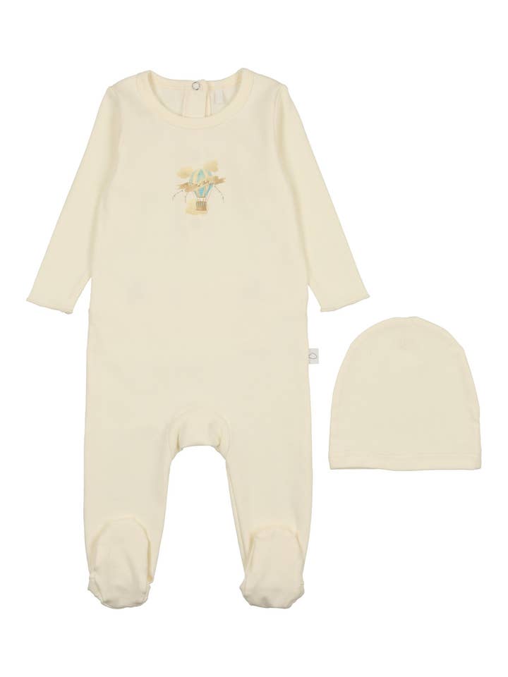 Pouf - Venta al por mayor Conjunto de ropa - Bebés - Pelele de Globo Aerostático - Crema/Azul