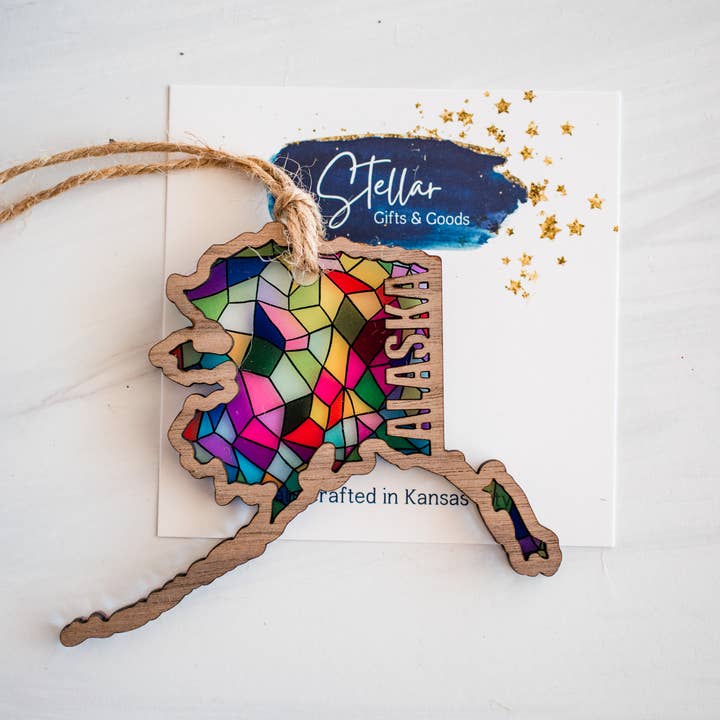 Stellar Gifts & Goods Wholesale - Wholesale Ornament - Stained Glass State Holiday Ornaments - Local Christmas