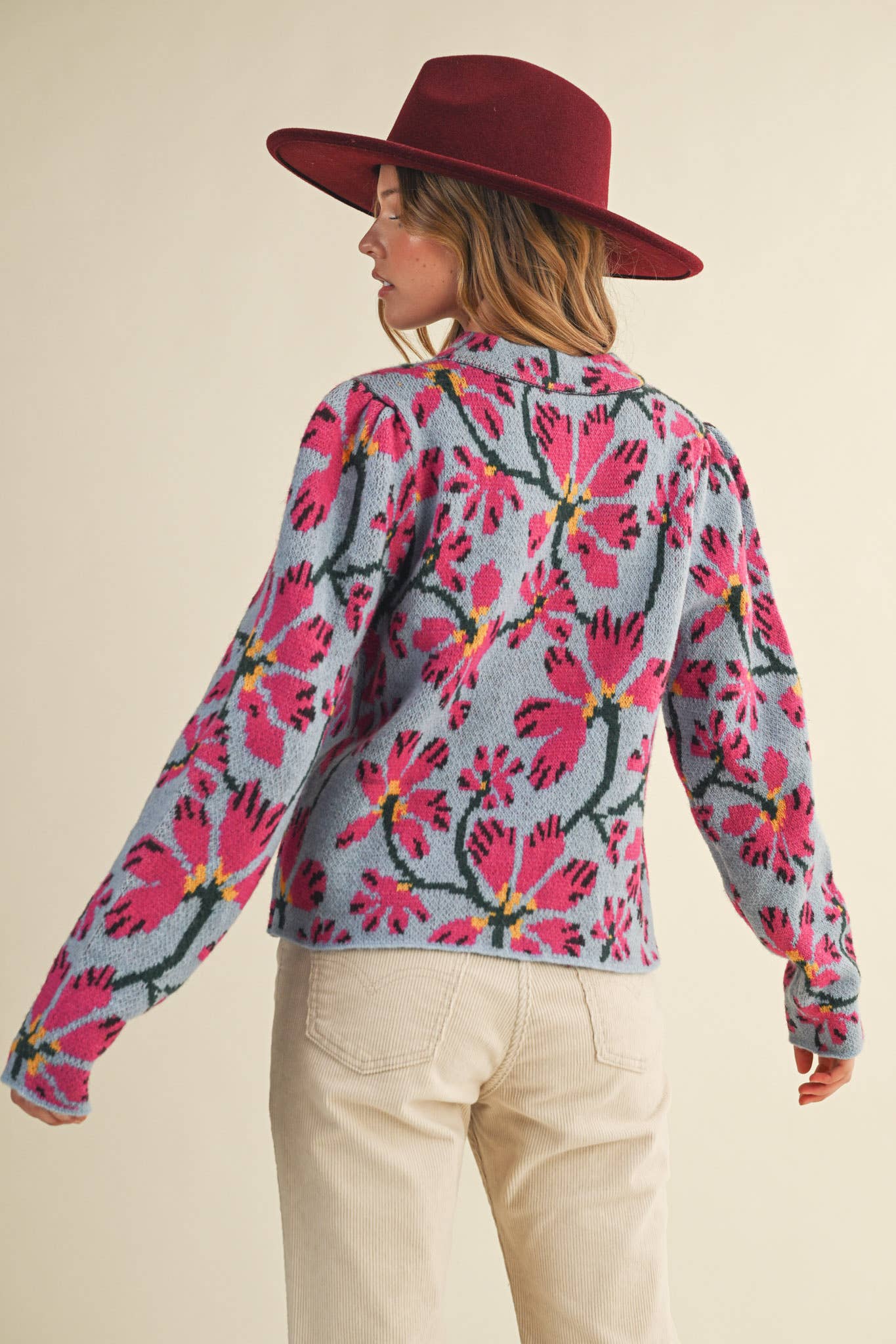 &MERCI - Wholesale Knit Sweater - Women's - FLORAL MOCK NECK SWEATER MSW1110148