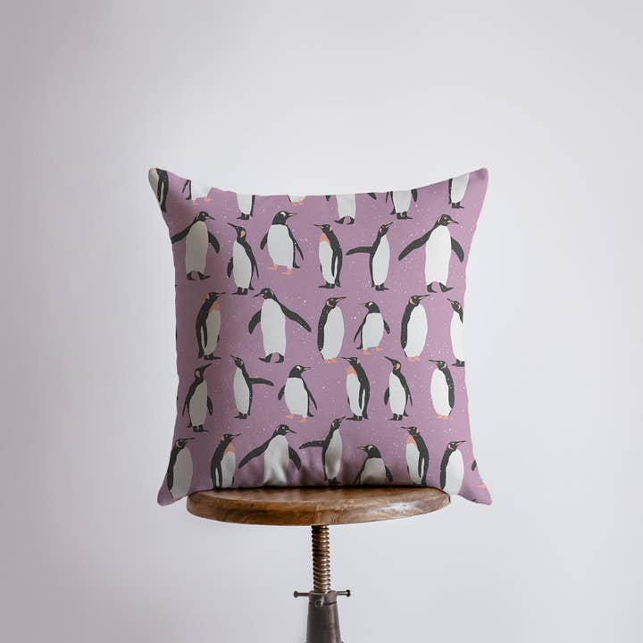 Arctic Penguin | Purple Pillow Cover | Home Décor | Throw Pillow | Snowflake Pillow | Christmas Pillow | Modern Home Decor | Unique Home Decor for wholesale by UniikPillows