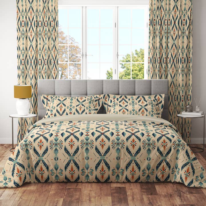 Vintage Aztec Ikat Floral Reversible Quilt Cover Set for wholesale by Adore India